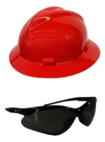 Kit Casco Ala Ancha V-gard Msa Y Lente Tipo Nemesis Oscuro